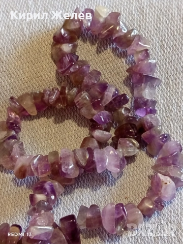 КОЛИЕ от АМЕТИСТ с ЧИПС от ЕСТЕСТВЕНИ КАМЪНИ в ВИОЛЕТОВ ЦВЯТ 52182, снимка 3 - Колиета, медальони, синджири - 52492996