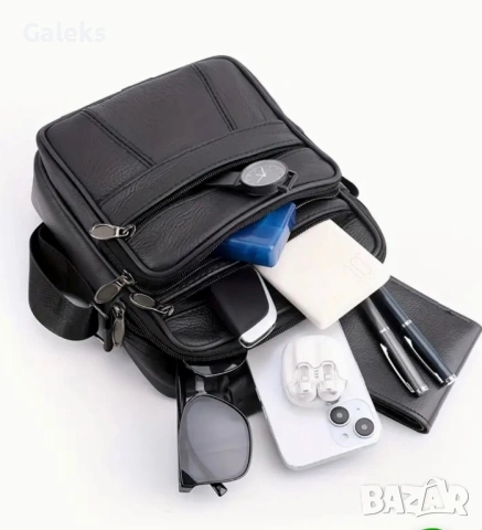 Мъжки ежедневни черни чантички NIUCUNZH* Класически и удобни - естест. кожа!, снимка 4 - Чанти - 53146192