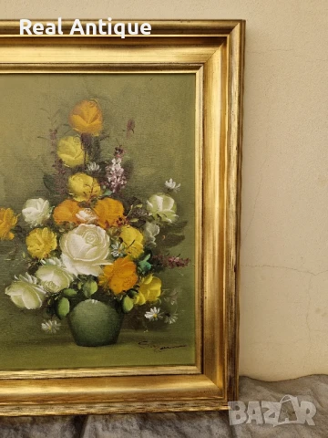 Страхотен антикварен белгийски натюрморт масло платно автор , снимка 4 - Антикварни и старинни предмети - 50781795