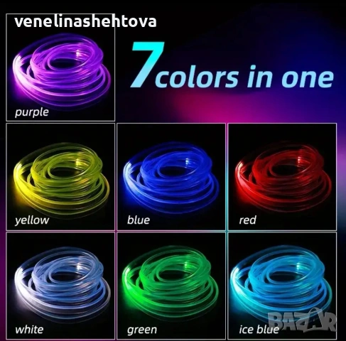 5 метра 7 цвята в 1 RGB интериорна неонова лента за табло на кола АВТОМОБИЛ , снимка 2 - Аксесоари и консумативи - 53741890