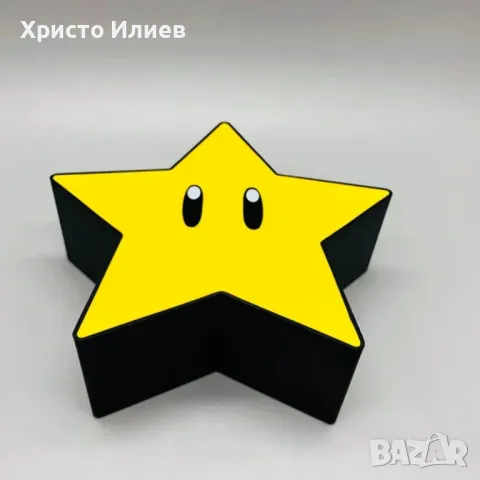 Настолна Нощна 3D лампа Super Mario Супер Марио звезда UCB зареждане, снимка 3 - Настолни лампи - 47292311