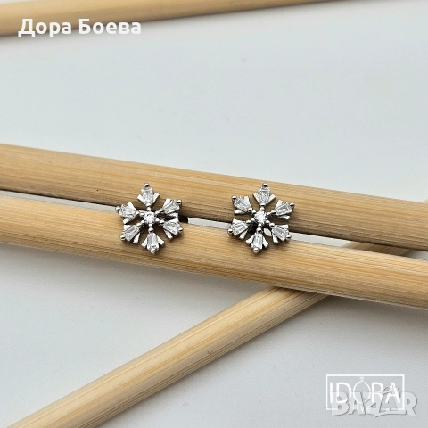 Сребърни обеци: "Скрежинка"