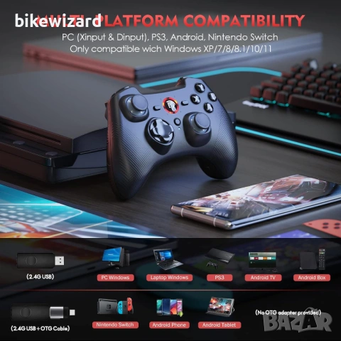 EasySMX Безжичен  джойстик 2.4G  за компютър двойна вибрация  НОВ, снимка 3 - Джойстици и геймпадове - 53750981