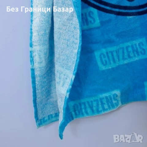 Ново Официално Manchester City FC пончо за деца хавлия с качулка за плаж басейн 75x60 см, снимка 8 - Други - 54100909