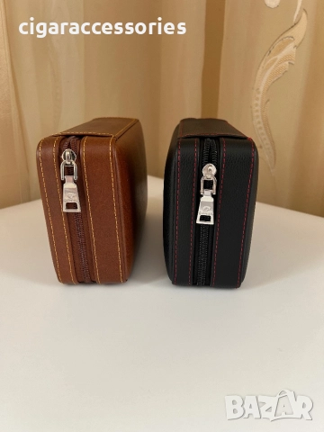 Cohiba преносим хумидор за 4 пури – кожа и кедрово дърво, кафяв/черен, снимка 2 - Табакери - 51536614