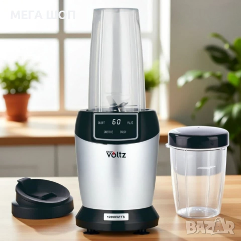 Мощен нутри блендер Oliver Voltz, 1200W с LED дисплей и 2 кани за смути (1000ml/800ml), снимка 2 - Блендери - 52920400