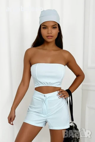 Дамски комплект от 3 части топ, шорти и шал Marina, 5цвята , снимка 13 - Комплекти - 51218655