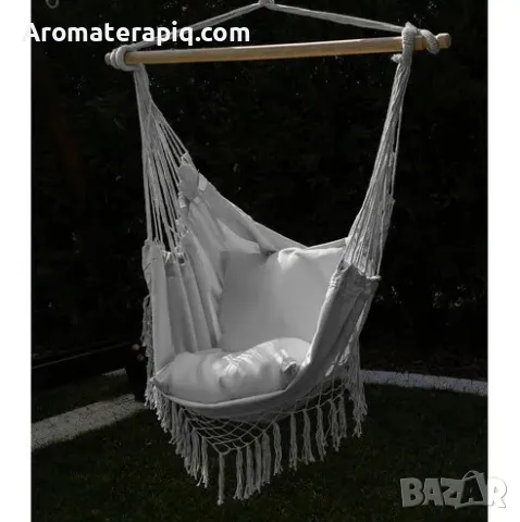Сив хамак – бразилски висящ стол с две възглавници, снимка 3 - Градински мебели, декорация  - 50257828