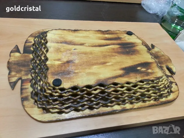 Стар дървен поднос дърворезба , снимка 4 - Антикварни и старинни предмети - 49875038