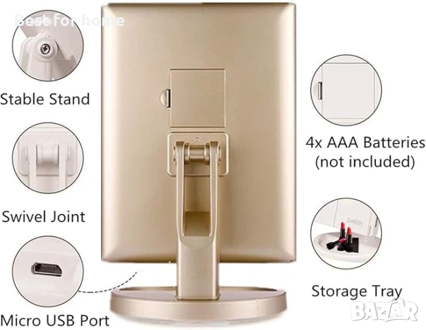 Огледало за грим с осветление deweisn с 3X/2X/1X увеличение, 21 LED светлини, снимка 7 - Други - 51148270