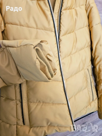 Ново дамско яке ZARA зимно горчица размер XS качулка подплата вата сако палто жълто златисто, снимка 6 - Якета - 53192740