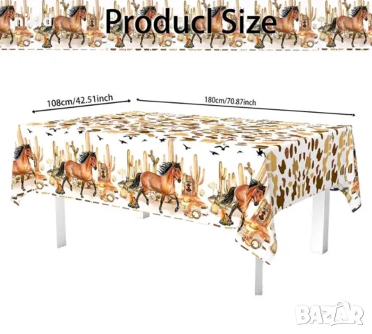 Кон коне найлонова покривка за парти рожден ден, снимка 2 - Покривки за маси - 49319590