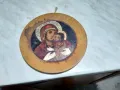 Икона ръчно рисувана Дева Мария и младенеца фи 17см, снимка 1