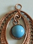 Старинен сребърен филигранен медальон с тюркоаз 41329, снимка 4