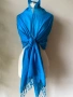 Тюркоазено син шал от коприна, кашмир, вълна, памук/ ралични видове, снимка 16