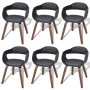 vidaXL Трапезни столове, 6 бр, черни, извито дърво и изкуствена кожа(sku278735