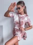 Дамски летен комплект от две части с цветен десен, блуза + пола къси панталони, 2цвята , снимка 6