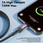 USB към USB Type-C Charging Cable 120W, найлонова оплетка - 200 см, снимка 6