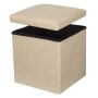 1221356 Бежова табуретка за съхранение със сгъваем дизайн – Ленена дамаска, 30 см, снимка 1
