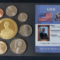 Комплектен сет - САЩ от 6 монети 2011 P + възпоменателен медал Барак Обама, снимка 1 - Нумизматика и бонистика - 45099840