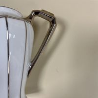 Порцелан, "Лимож" сервиз за чай в бяло и платина, стил Арт Деко., снимка 5 - Сервизи - 45431294