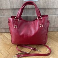 Червена кожена чанта на Musette, снимка 1 - Чанти - 45842132