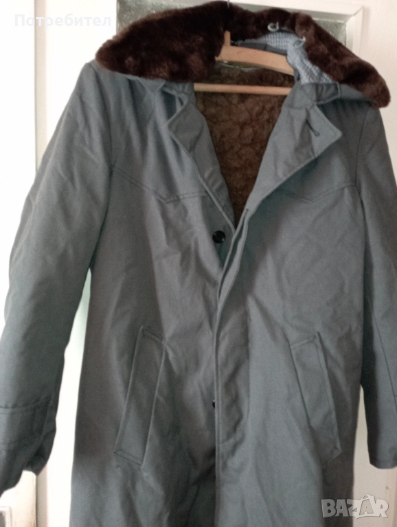 Мъжка шуба с подплата от агнешка кожа -  военна /габина/, снимка 1