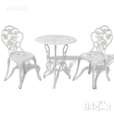 vidaXL Бистро комплект, 3 части, лят алуминий, бял（SKU:42165, снимка 1