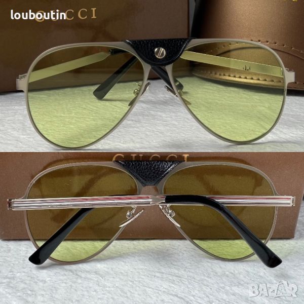 Gucci 2024 мъжки слънчеви очила авиатор с кожа 5 цвята, снимка 1