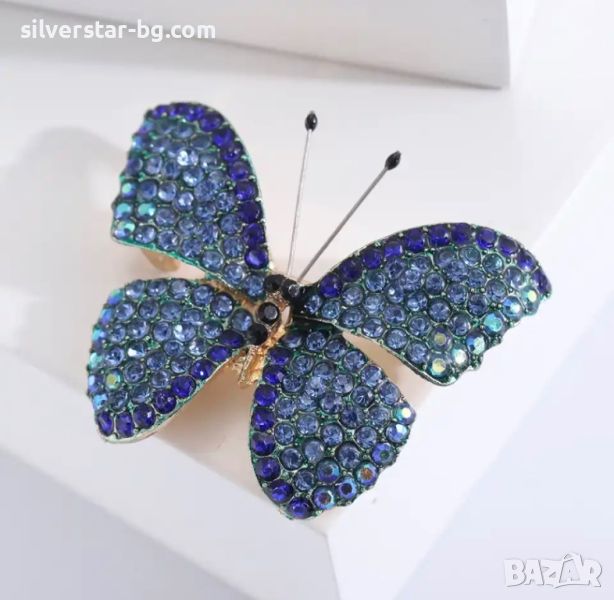 Брошка сваровски кристали пеперуда 064, снимка 1