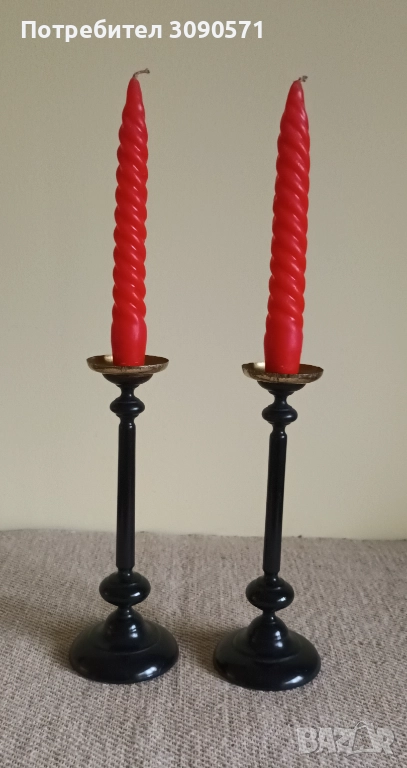 Бронзови и дървени свещници, снимка 1