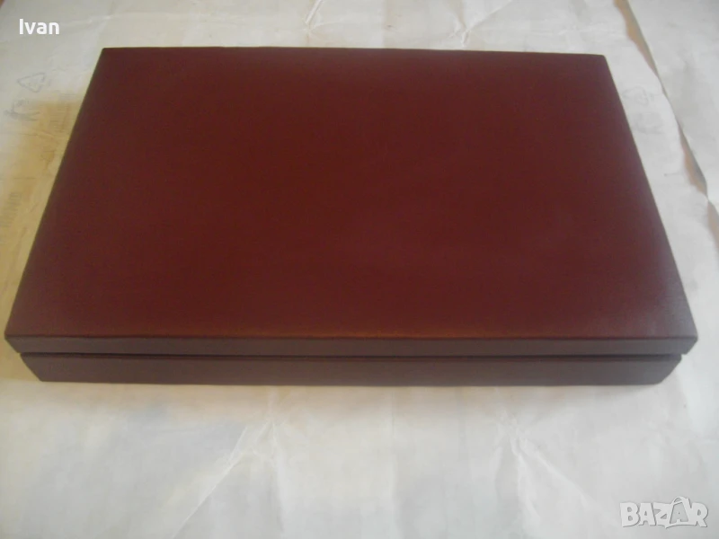 НОВ КОМПЛЕКТ ПЕРЛА 18 БРОЯ БЪЛГАРСКИ СОЦ ВИНТИДЖ 1970-ТЕ ГОДИНИ ПРИБОРИ ЗА ХРАНЕНЕ КОЖЕН КУФАР ЛУКС, снимка 1