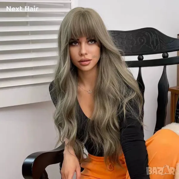 Тъмно руса перука с бретон, снимка 1