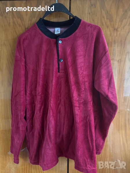 Българска плюшена мъжка пижама плюш дълъг ръкав дълъг панталон 50 номер, снимка 1