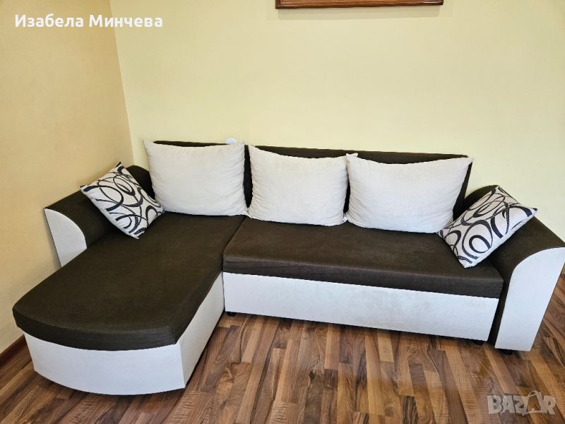 Разтегатетелен ъглов диван с две ракли, снимка 1
