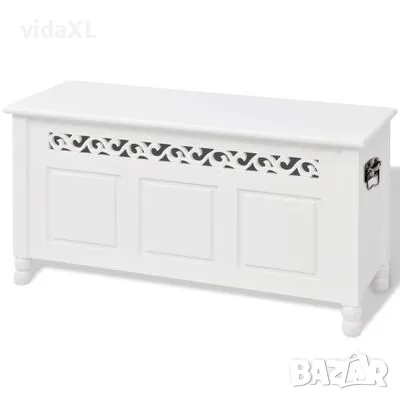 vidaXL Пейка за съхранение, бароков стил, MDF, Бяла（SKU:242646）, снимка 1