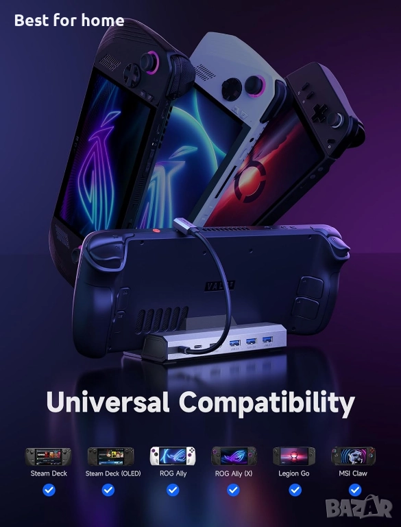 JSAUX 6-в-1 Докинг станция за Steam Deck / ROG Ally / Legion Go , снимка 1
