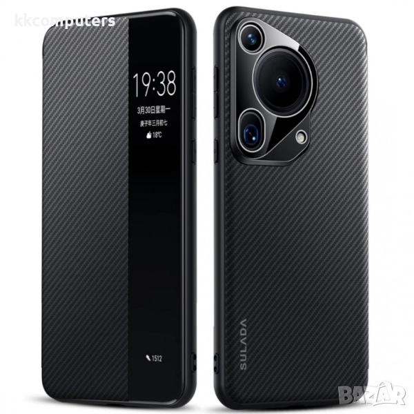 Калъф с протектор SULADA Kevlar за Huawei Pura 70 Ultra – смарт капак, кожена текстура и магнитна фу, снимка 1