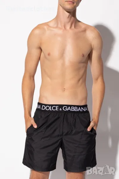 Dolce & Gabbana DG Black Branded Logo Waistband Oversized Мъжки Бански / Плажни Шорти size M (L), снимка 1