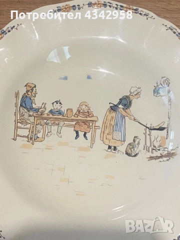 Винтидж фаянсова чиния Sarreguemines France – Enfants Richardг., снимка 2 - Антикварни и старинни предмети - 52374629