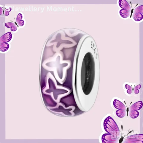 Сребърен елемент PANDORA 925 Pandora Butterfly Stopper, снимка 4 - Гривни - 47102800