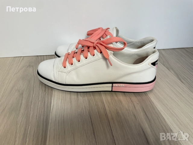 Кожени маратонки Prada 38 Оригинал, снимка 2 - Маратонки - 51543936