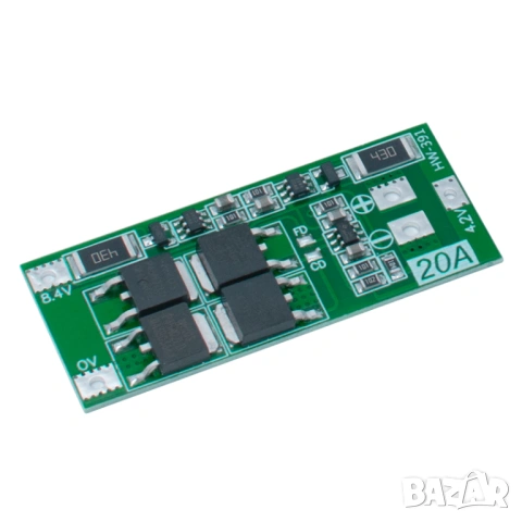 BMS платка 2S 20A за Li-Ion 18650 батерии с баланс (7.4V / 8.4V), снимка 4 - Друга електроника - 53915627
