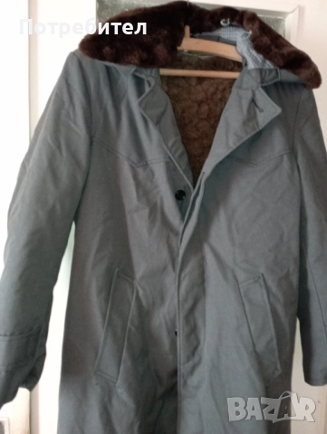Мъжка шуба с подплата от агнешка кожа -  военна /габина/