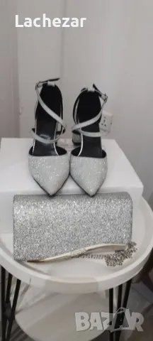 Дълга рокля от сатен, обувки и чанта , снимка 5 - Рокли - 50024588