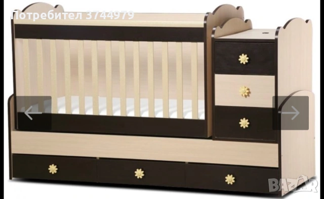 Трансформиращо се легло 3 в 1 бебешка кошара скрин и шкафове