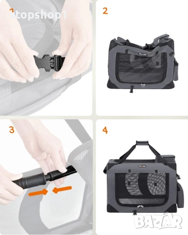 Сгъваема клетка за кучета Feandrea, клетка за транспортиране на кучета, размер L, оксфордска материя, снимка 5 - За кучета - 53770717