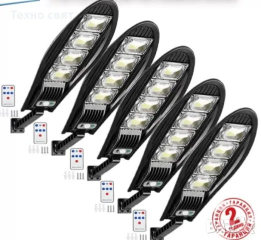 СУПЕР МОЩНИ 5x3000W=144.99лв Соларни LED Лампи 3000W IP65 + стойка и д, снимка 1 - Соларни лампи - 47708173