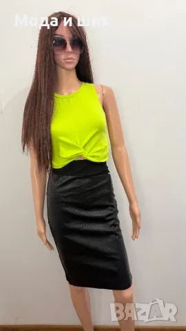 Стилна пола кожа с плат, снимка 1