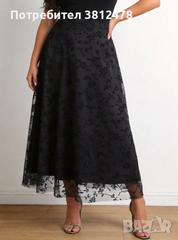 Плюс размер Елегантна винтидж романтична ежедневна пола, снимка 3 - Поли - 53851479